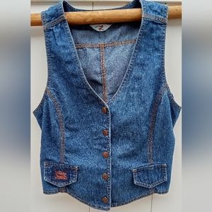 Levi's Authentic BigE Vintage Denim Button Down Women's Vest Sz Large Orange tag